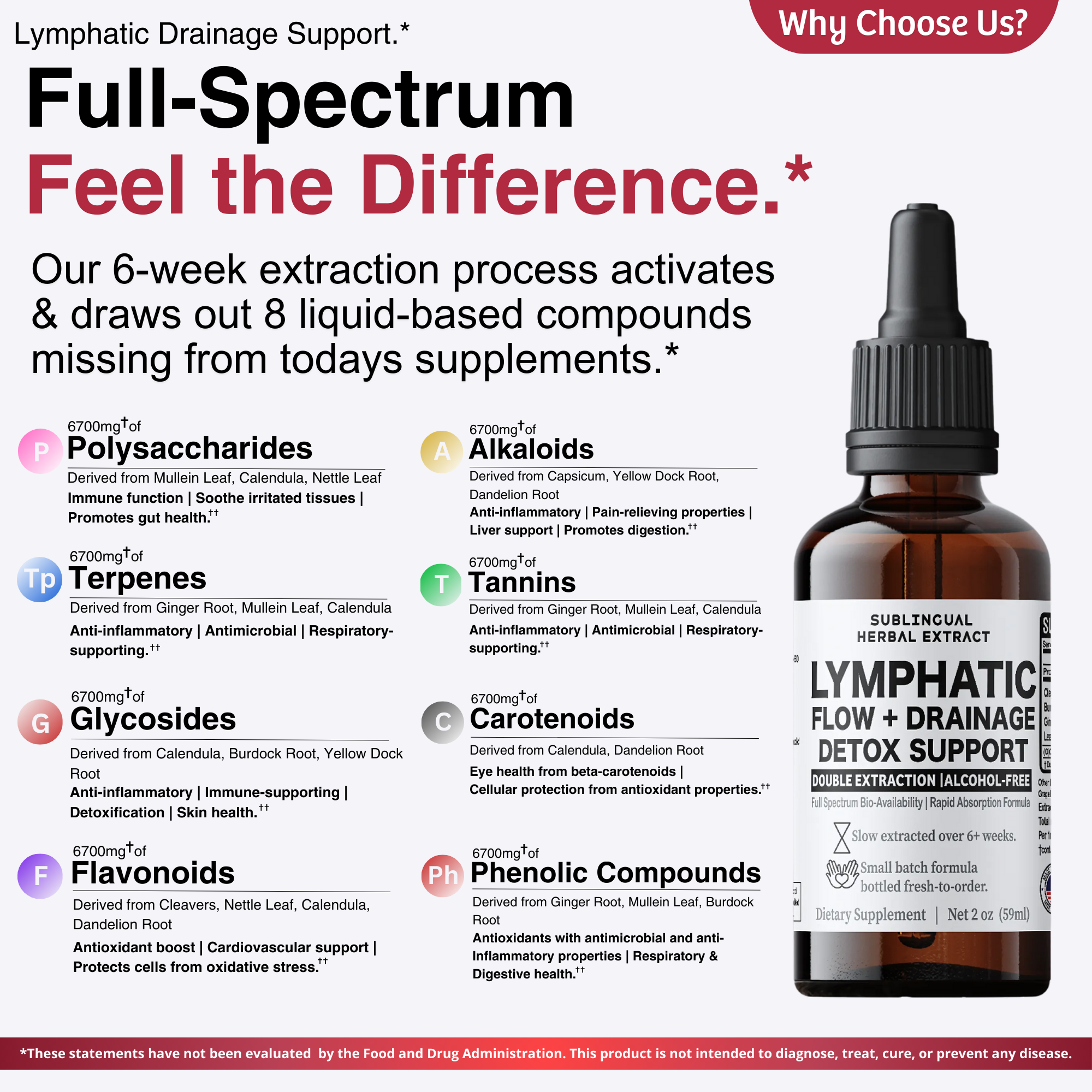 Lymphatic Flow & Drainage Support - 60 Servings - Alcohol-Free - 2 oz - US Made