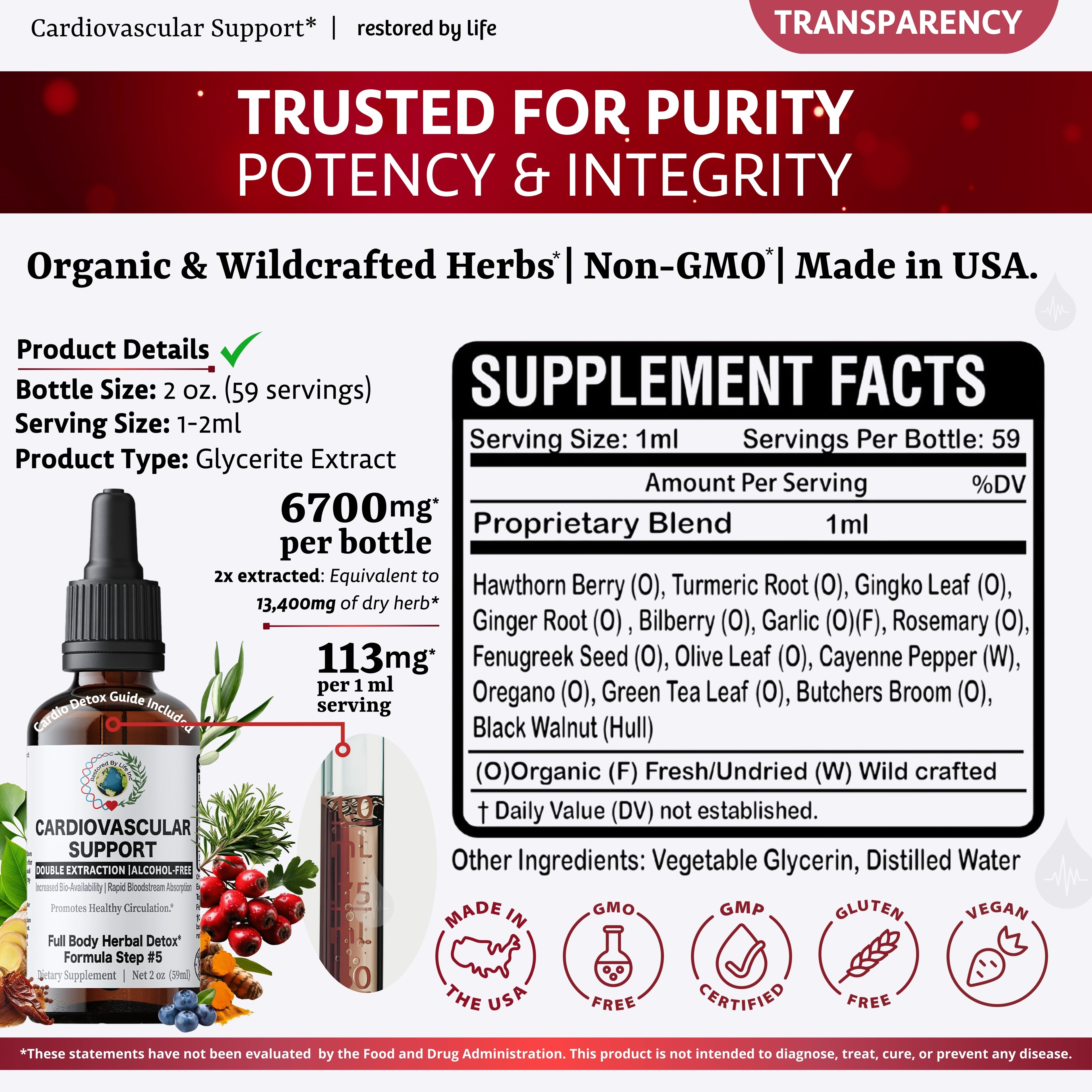 Cardiovascular Support - Herbal Heart & Circulation Tincture, 2 oz